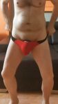 GREAT BULGE IN BLACK&RED THONG: 47 Nude Pics