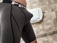 Wearing my cock cage in my spandex compression underwear : 9 Nude Pics