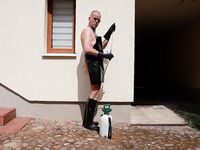 Horny Rubber Gardener 27 (Wet Play & Piss): 11 Nude Pics