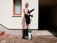 Horny Rubber Gardener 27 (Wet Play & Piss): 11 Nude Pics