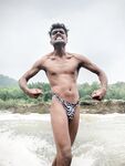 River fun day in my new Zebra man brief : 29 Nude Pics