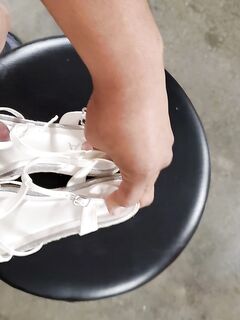 Penis in wedge sandals: 1 Nude Pics